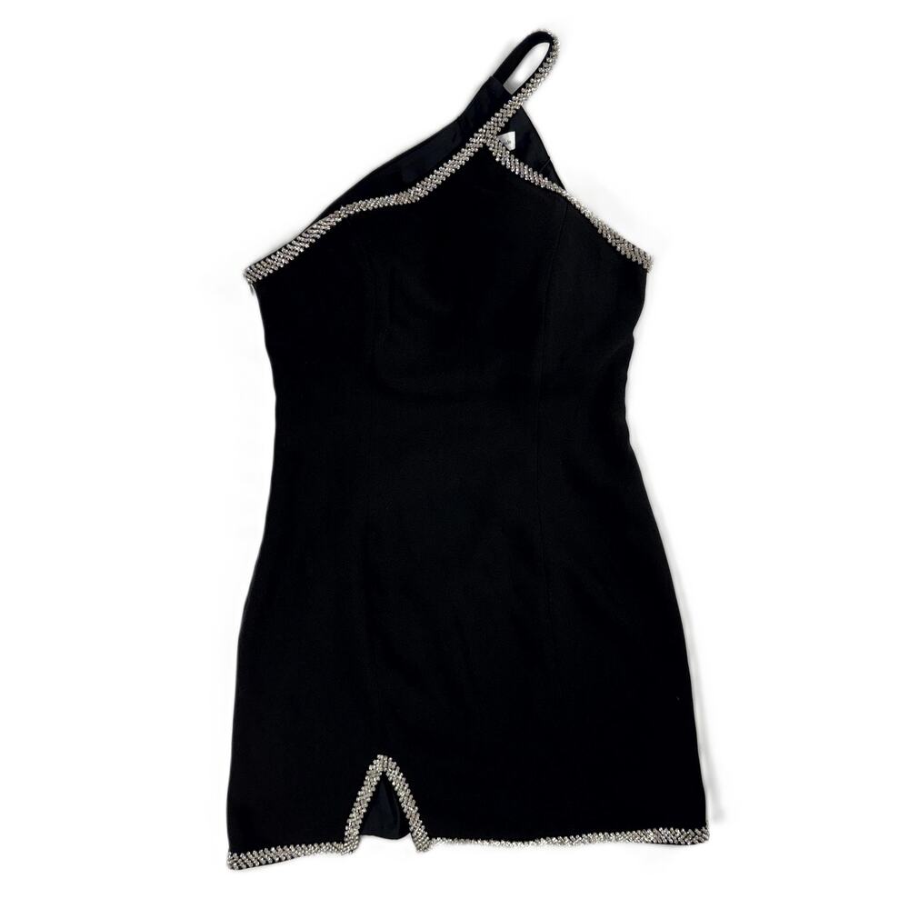Lovers + Friends NWT Black & Rhinestone Cossette Mini Dress Sz S Feminine Luxury